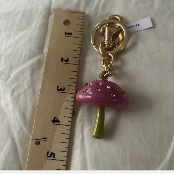 Coach Pink and Green Mushroom Keychain - Picture 1 of 4